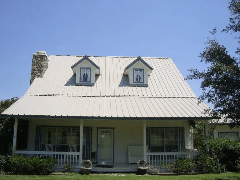 new metal roof in installed on a home