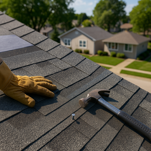 asphalt shingles being installed on a home