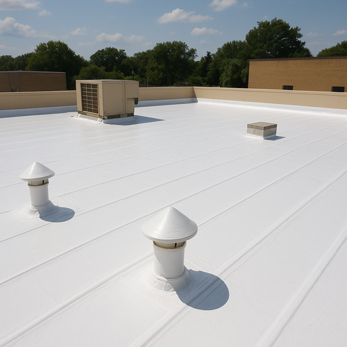 elastomeric roofing coating on a commercial roof