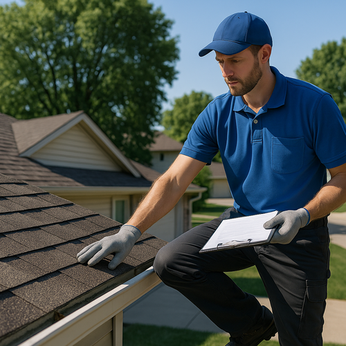 roof of a home being inspected