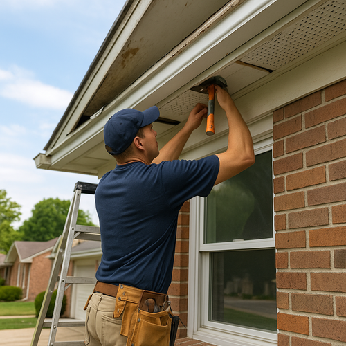 soffits and fascia repair by a man/roofer